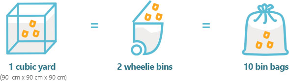 The image displays two wheeled bins positioned side by side, each with a semi-transparent, light blue plastic body, and fitted with dark grey lids. One bin has a slightly open lid revealing loose orange waste or rubbish inside, while the other bin appears closed. Behind the bins, there is a plain white background, indicating a studio setting. The overall scene emphasizes waste collection containers commonly used in commercial and domestic rubbish disposal services. The simplicity of the illustration isolates the bins, focusing on their shape, size, and function within waste management activities that Commercial Waste Hayes offers in the Hayes area, possibly near Postcode or local context within the town. The depiction aims to complement the website’s focus on rubbish removal services, illustrating the typical waste collection equipment used for efficient rubbish disposal in a professional, factual manner.